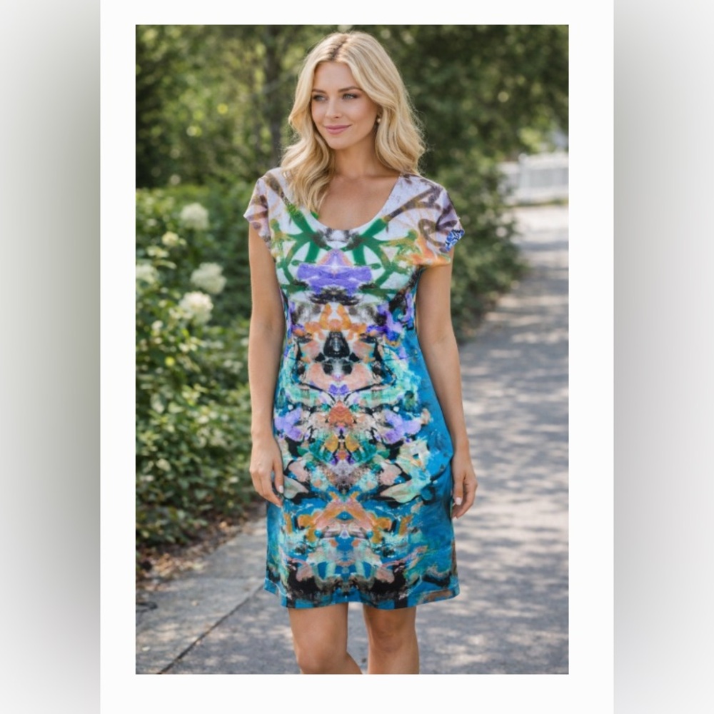 NWT Animapop made in Italy reversible Multicolor Abstract Print Dress